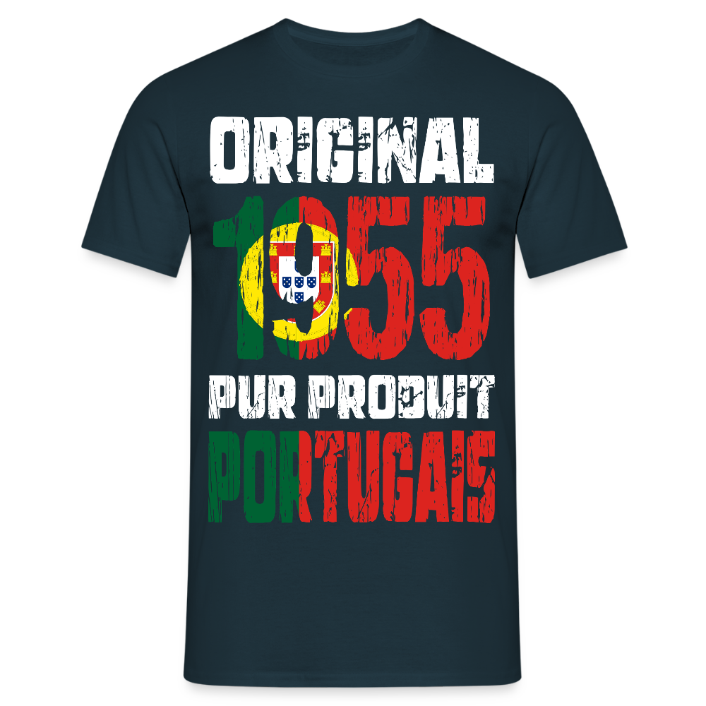 T-shirt Homme - Anniversaire 70 Ans - Original 1955 - Pur produit Portugais - marine