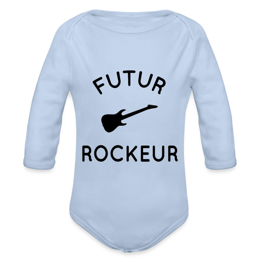 Body Bébé bio manches longues - Futur rockeur - ciel