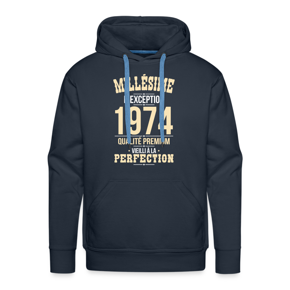 Sweat à capuche Premium Homme - Anniversaire 50 Ans - Millésime 1974 - marine