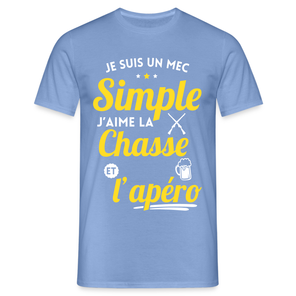 T-shirt Homme - J'aime la chasse et l'apéro - carolina blue