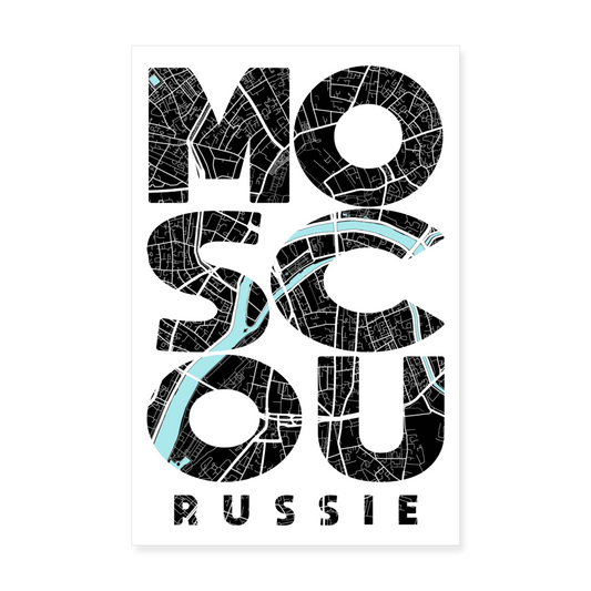 Poster Moscou - Plan Moscou - 20 x 30 cm - blanc