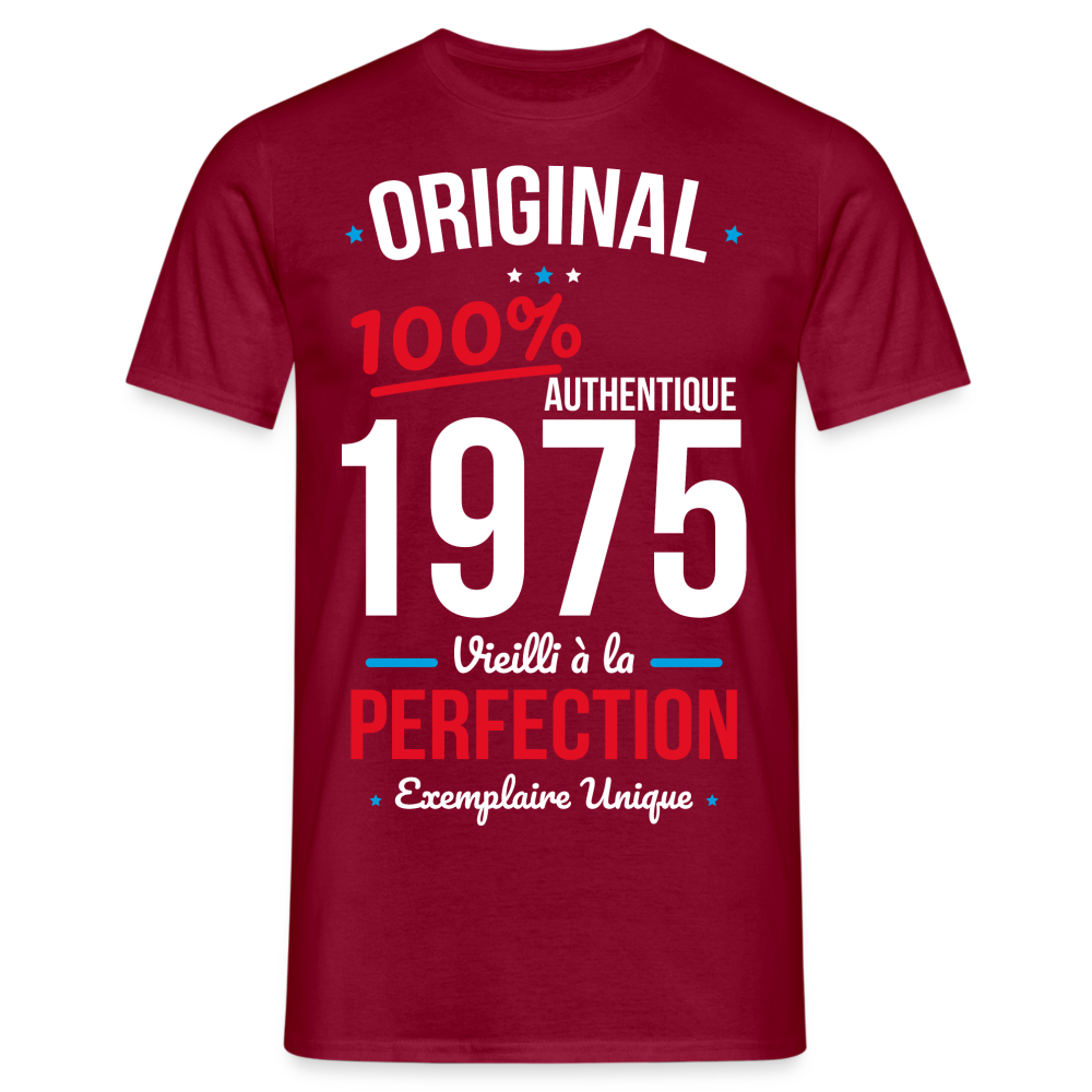 T-shirt Homme - Anniversaire 50 Ans - Original 1975 - rouge brique