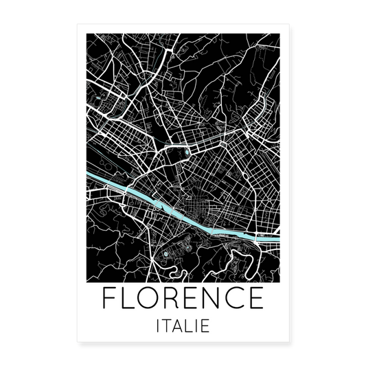 Poster Florence - Plan Florence - 40 x 60 cm - blanc