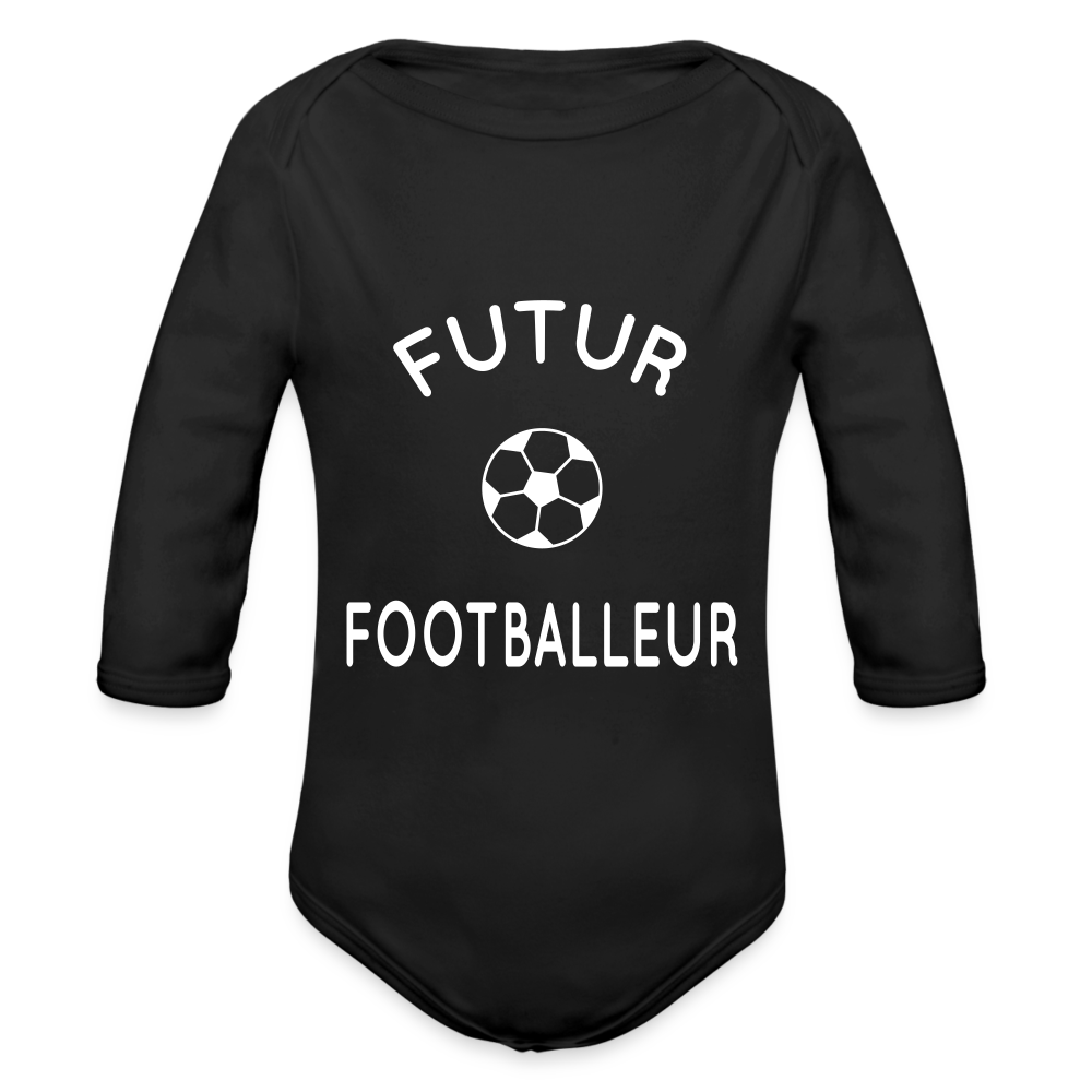 Body Bébé bio manches longues - Futur footballeur - noir