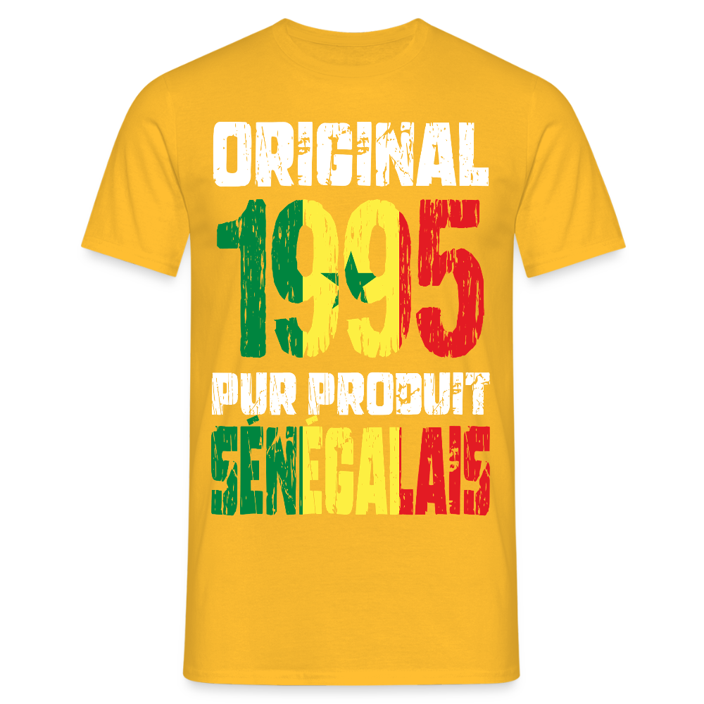 T-shirt Homme - Anniversaire 30 Ans - Original 1995 - Pur produit Sénégalais - jaune