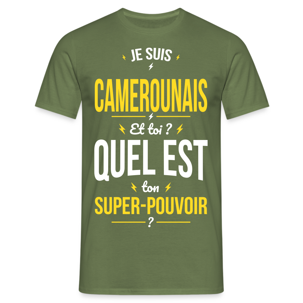 T-shirt Homme - Je suis Camerounais - Super-pouvoir - vert militaire