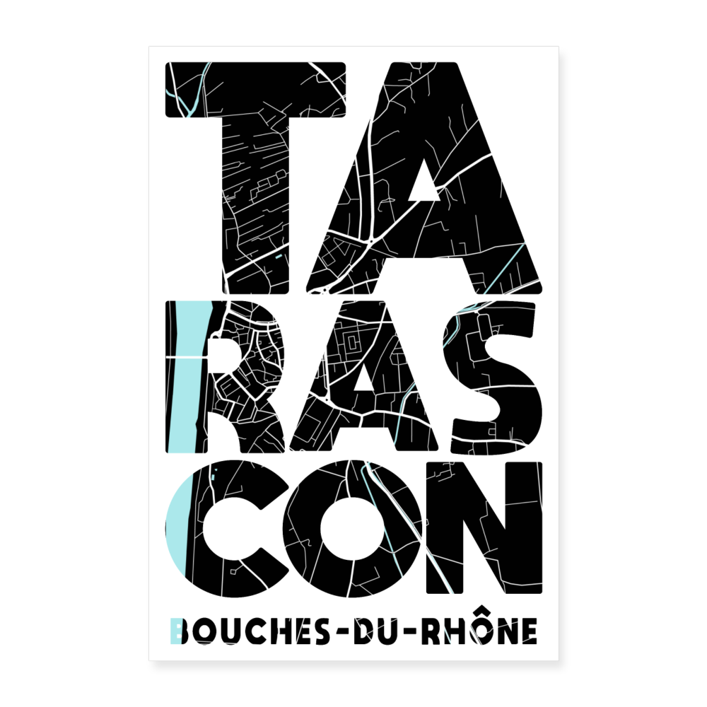 Poster Tarascon - Plan Tarascon - 40 x 60 cm - blanc