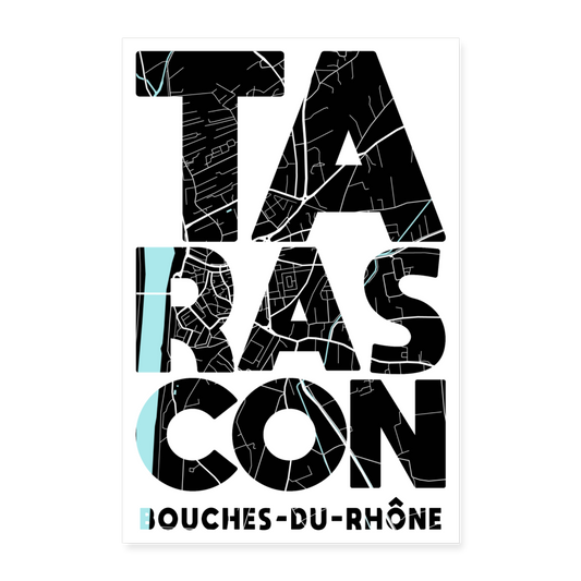 Poster Tarascon - Plan Tarascon - 40 x 60 cm - blanc