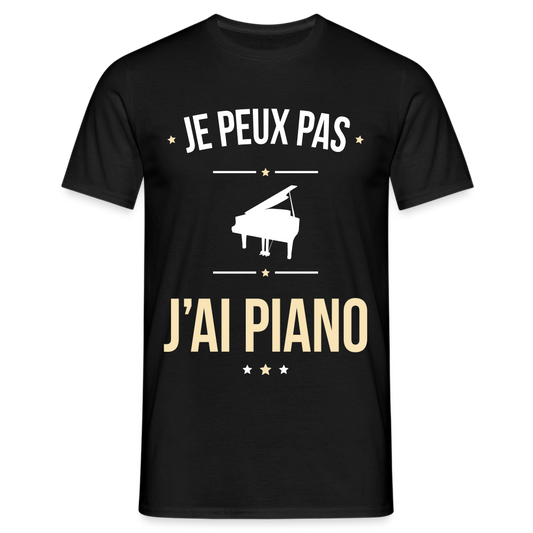 T-shirt Homme - Je peux pas j'ai Piano - noir