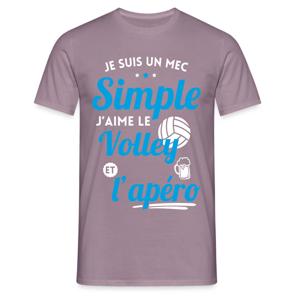 T-shirt Homme - J'aime le volley et l'apéro - mauve gris 