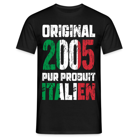 T-shirt Homme - Anniversaire 20 Ans - Original 2005 - Pur produit Italien - noir