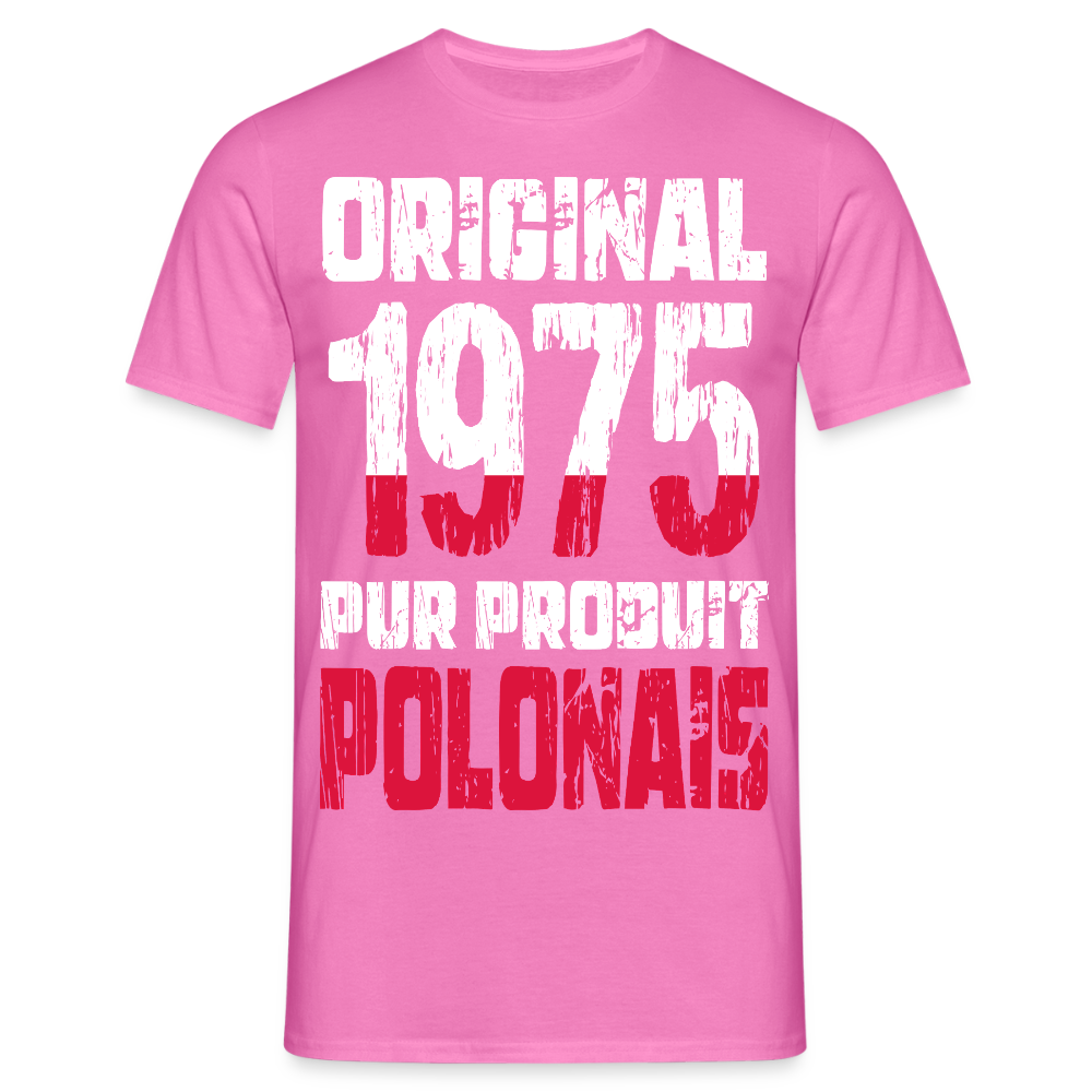 T-shirt Homme - Anniversaire 50 Ans - Original 1975 - Pur produit Polonais - rose