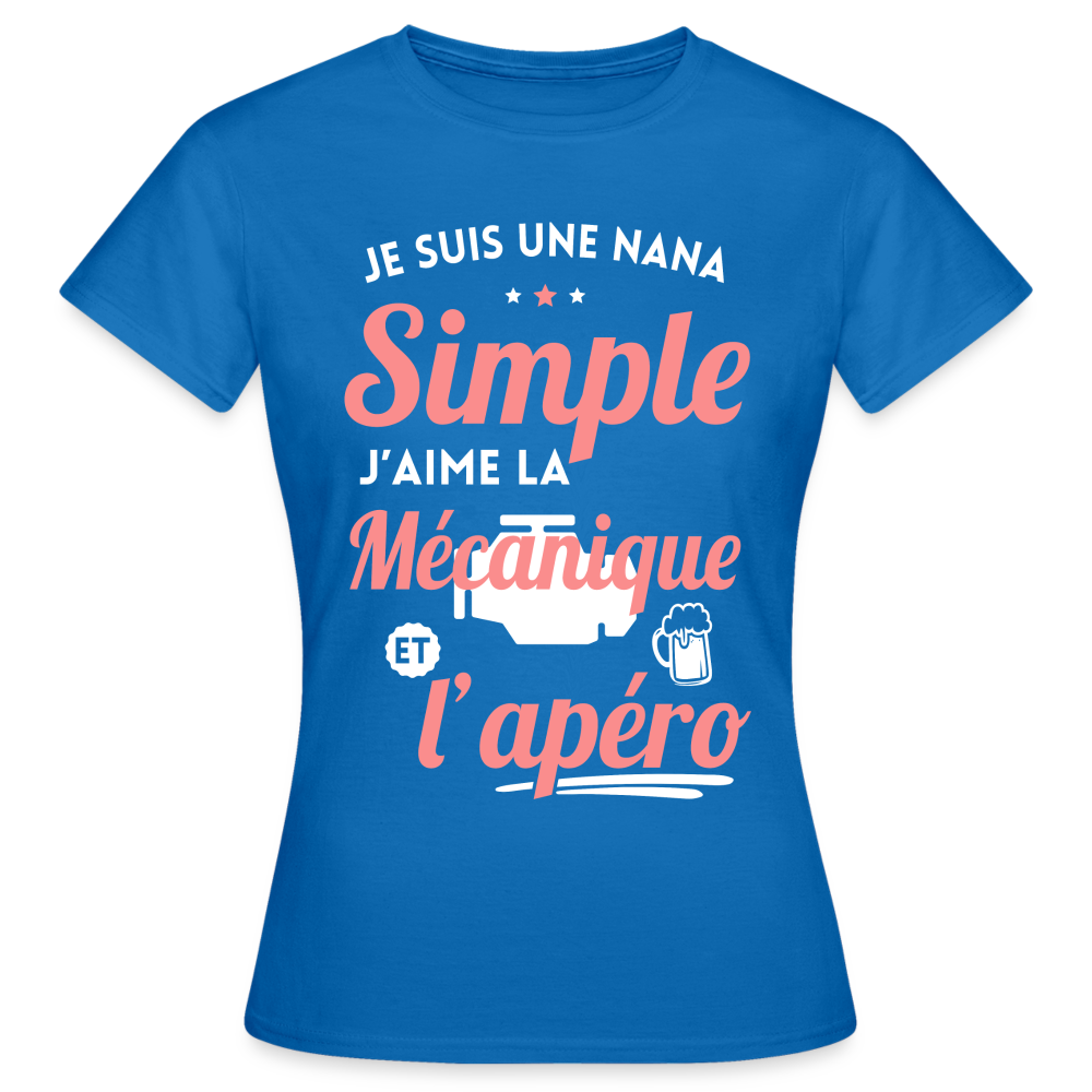 T-shirt Femme - J'aime la mécanique et l'apéro - bleu royal