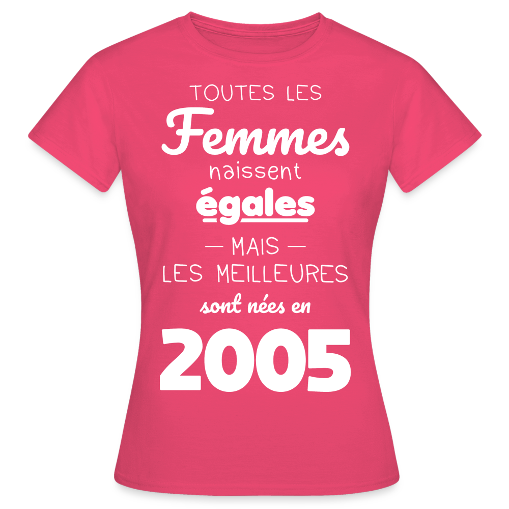 T-shirt Femme - Anniversaire 20 Ans - Les meilleures sont nées en 2005 - rose azalée