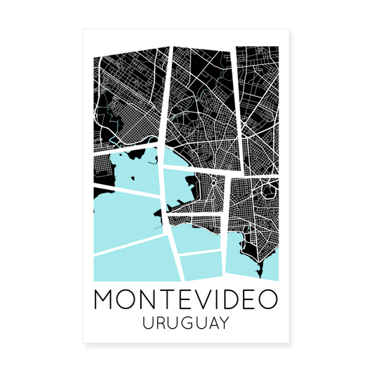 Poster Montevideo - Plan Montevideo - 20 x 30 cm - blanc