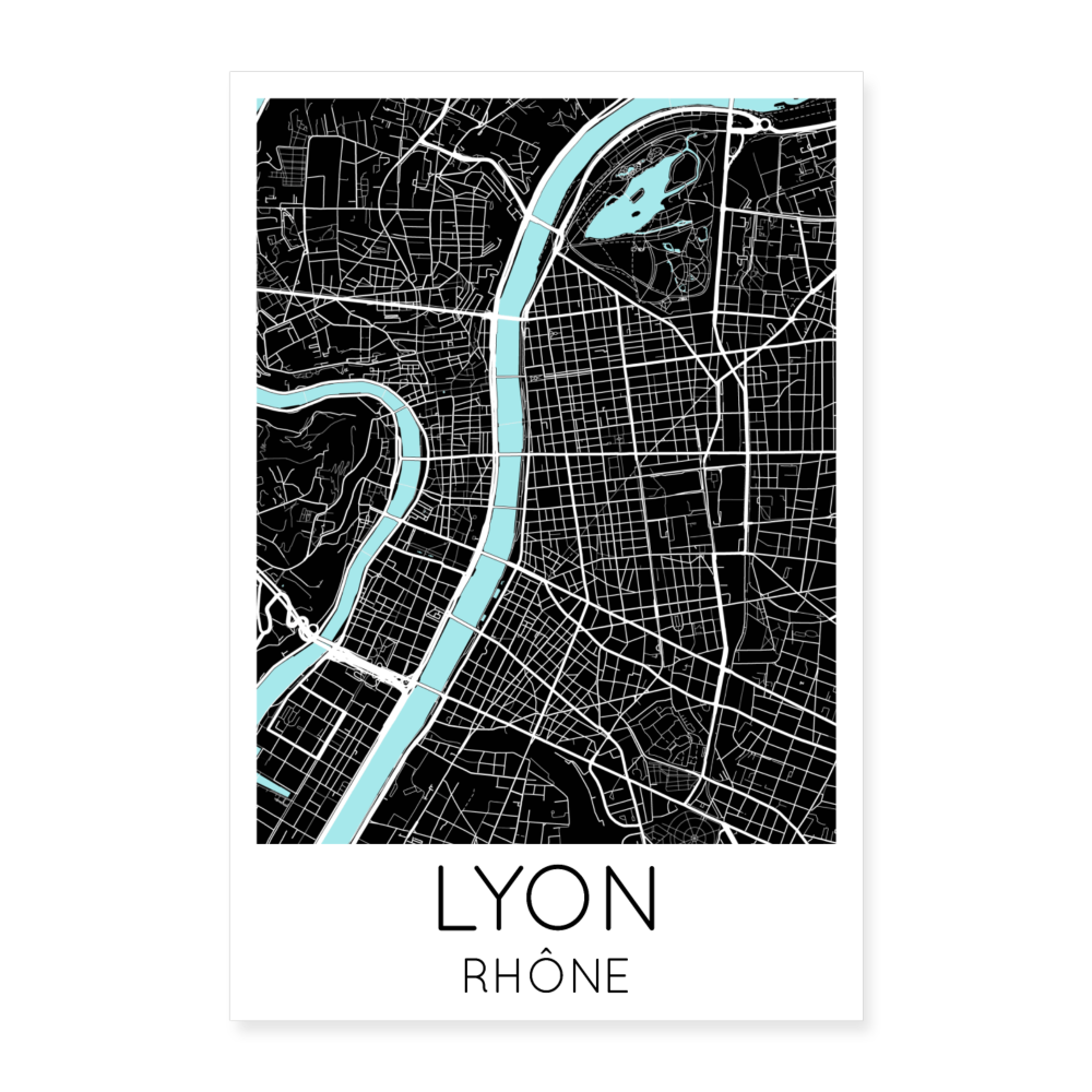 Poster Lyon - Plan Lyon - 60 x 90 cm - blanc