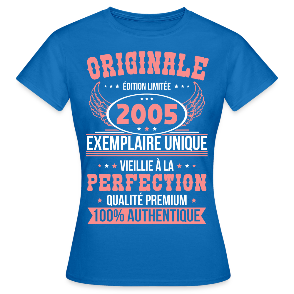 T-shirt Femme - Anniversaire 20 Ans - Originale 2005 - bleu royal