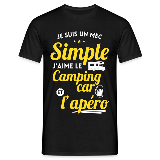 T-shirt Homme - J'aime le camping-car et l'apéro - noir