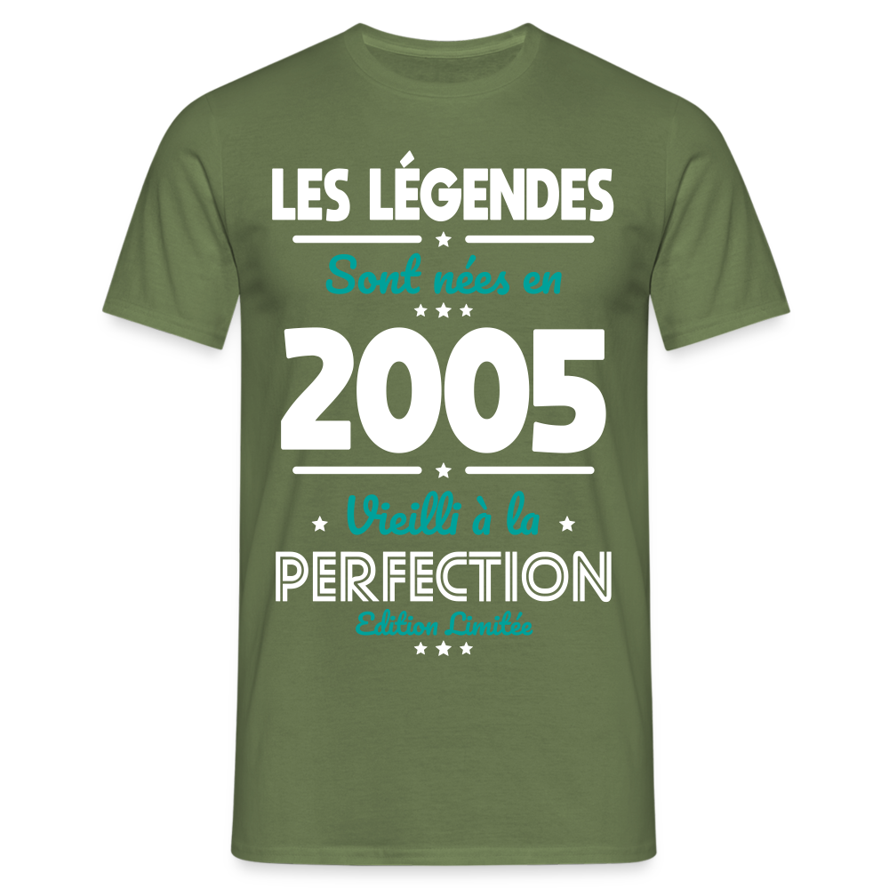 T-shirt Homme - Anniversaire 20 Ans - Les Légendes sont nées en 2005 - vert militaire