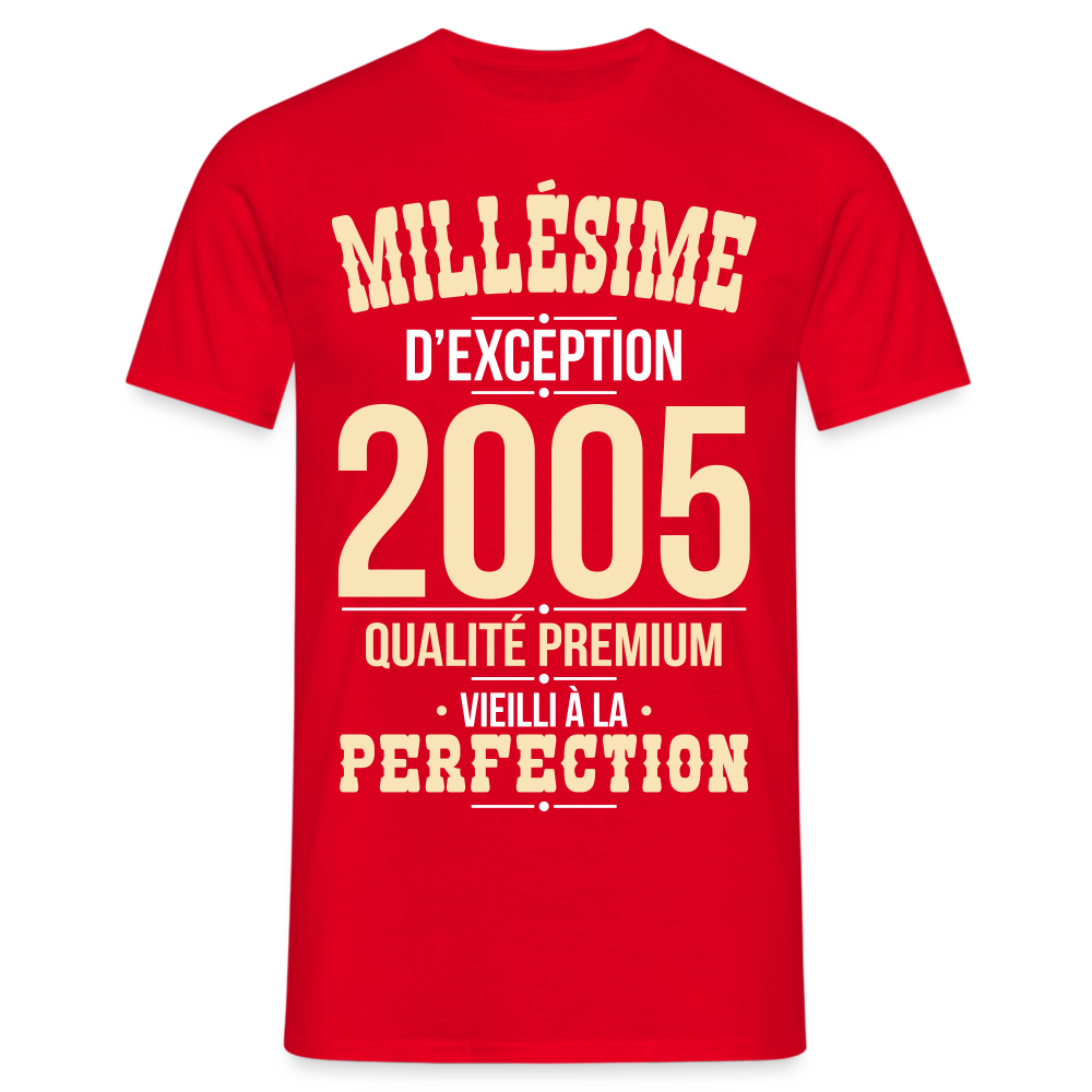 T-shirt Homme - Anniversaire 20 Ans - Millésime 2005 - rouge