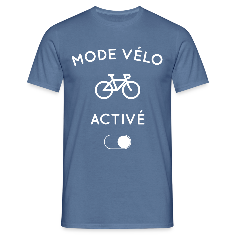 T-shirt Homme -  Mode vélo activé - bleu pigeon 