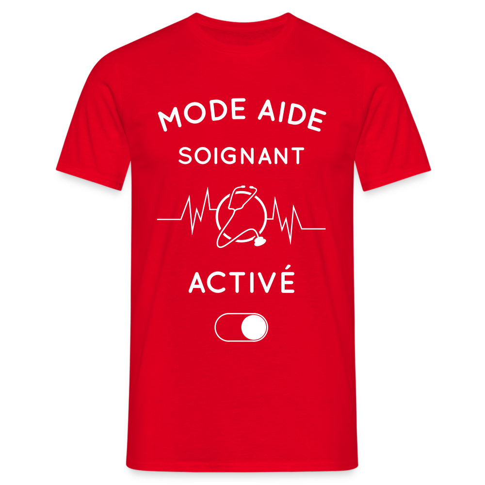 T-shirt Homme - Mode aide-soignant activé - rouge