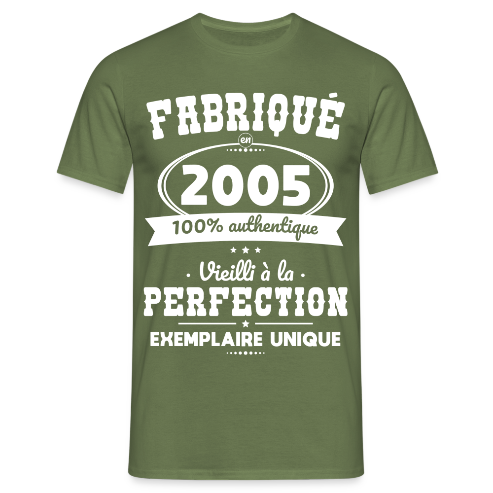 T-shirt Homme - Anniversaire 18 Ans - Fabriqué en 2007 - vert militaire