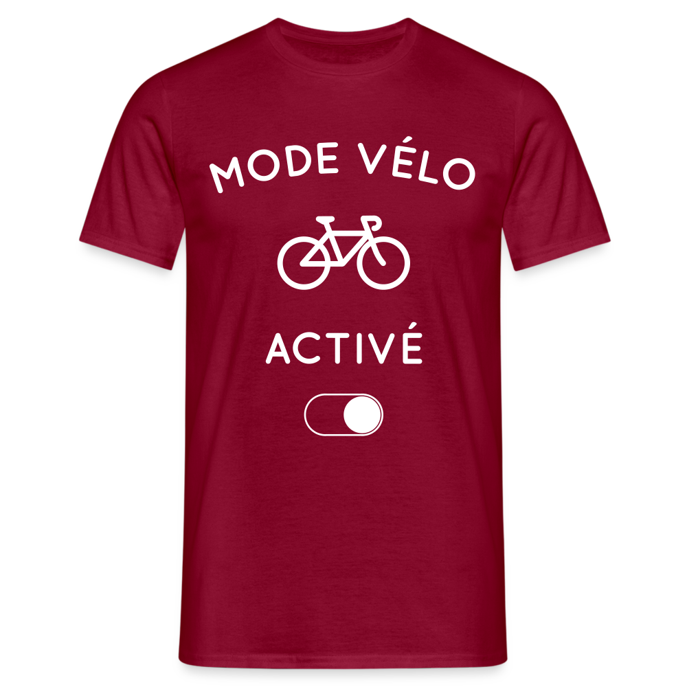 T-shirt Homme -  Mode vélo activé - rouge brique