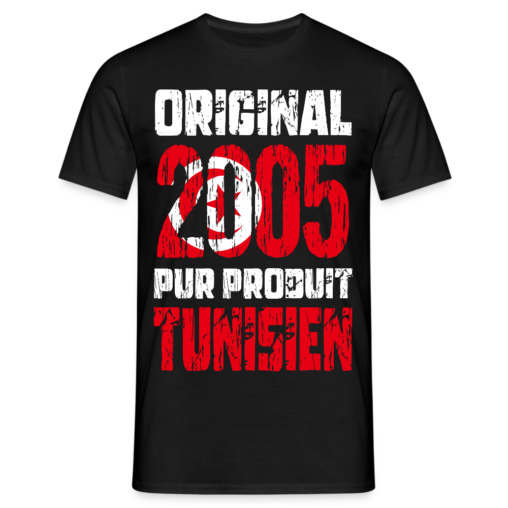 T-shirt Homme - Anniversaire 20 Ans - Original 2005 - Pur produit Tunisien - noir