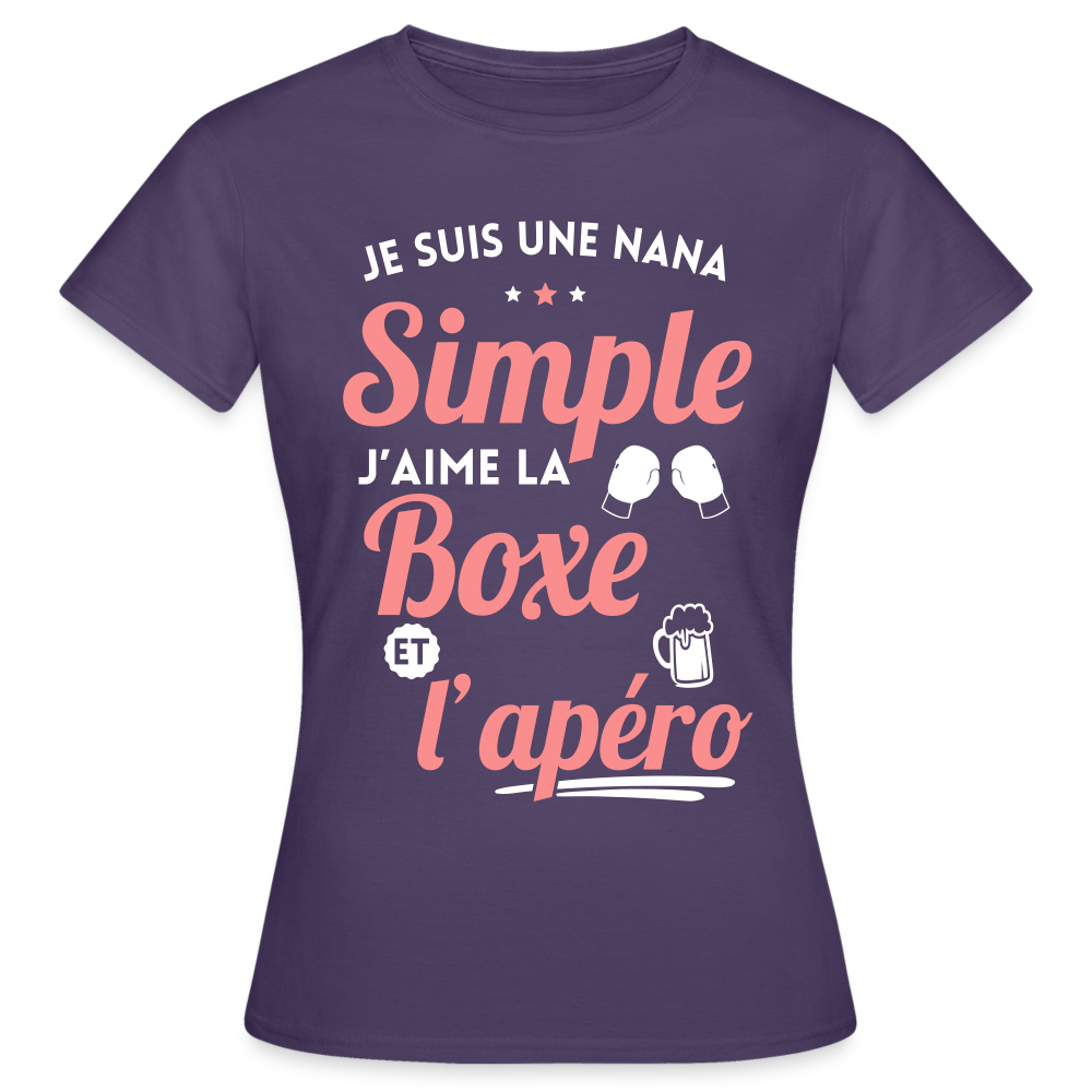 T-shirt Femme - J'aime la boxe et l'apéro - violet foncé