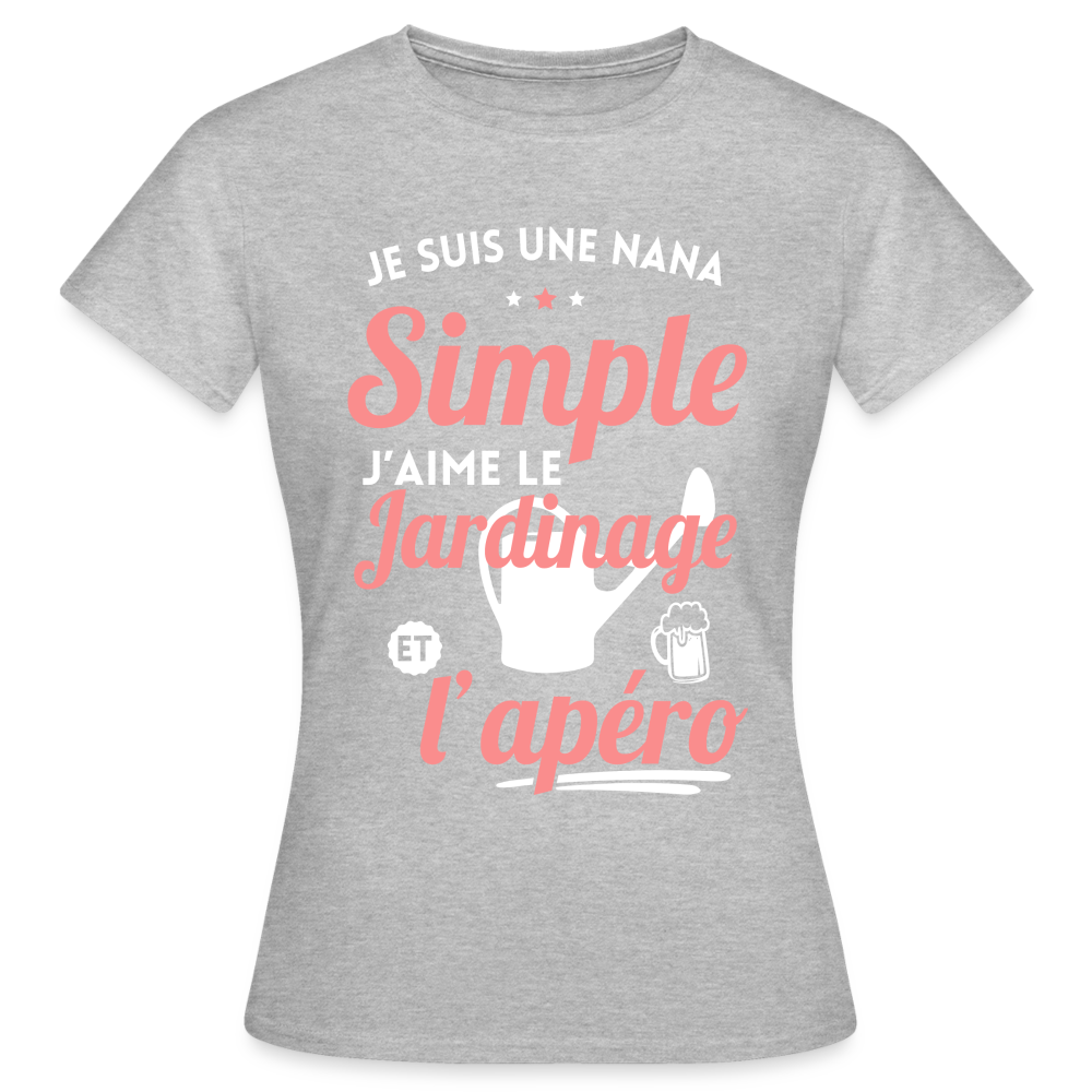 T-shirt Femme - J'aime le jardinage et l'apéro - gris chiné