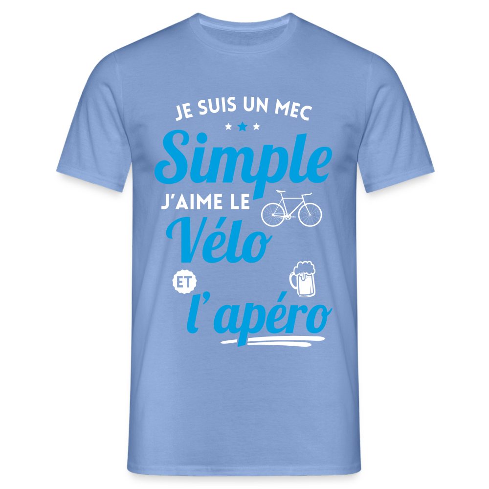 T-shirt Homme -  J'aime le vélo et l'apéro - carolina blue