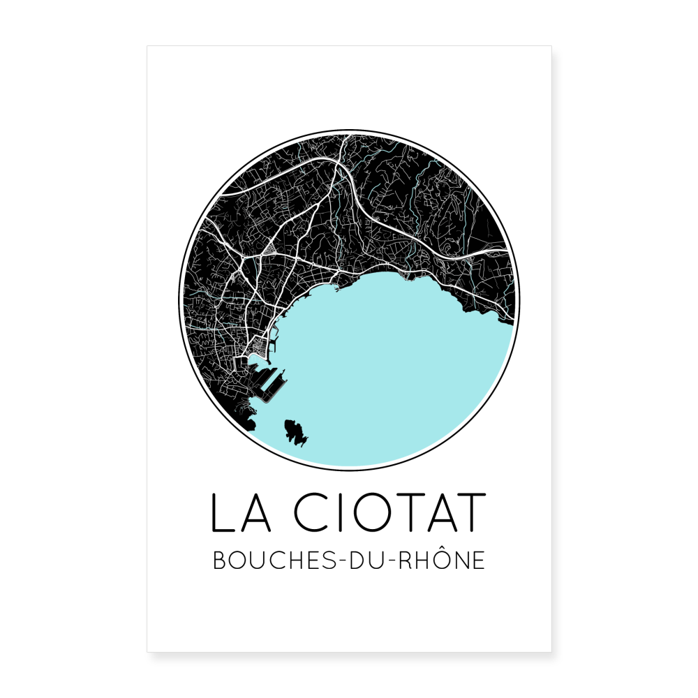 Poster La Ciotat - Plan La Ciotat - 40 x 60 cm - blanc