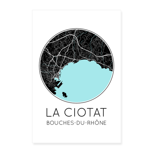 Poster La Ciotat - Plan La Ciotat - 40 x 60 cm - blanc