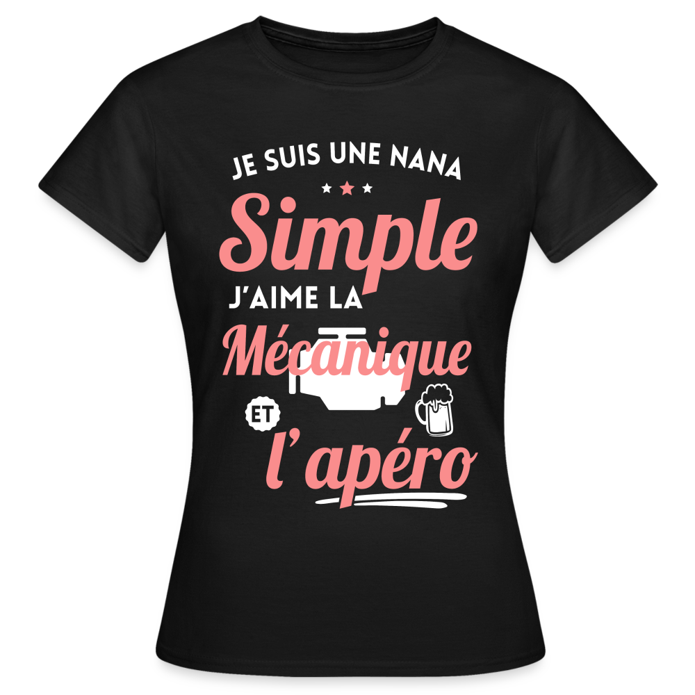 T-shirt Femme - J'aime la mécanique et l'apéro - noir