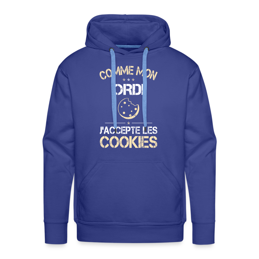 Sweat à capuche Premium Homme - Comme mon ordi j'accepte les cookies - bleu royal