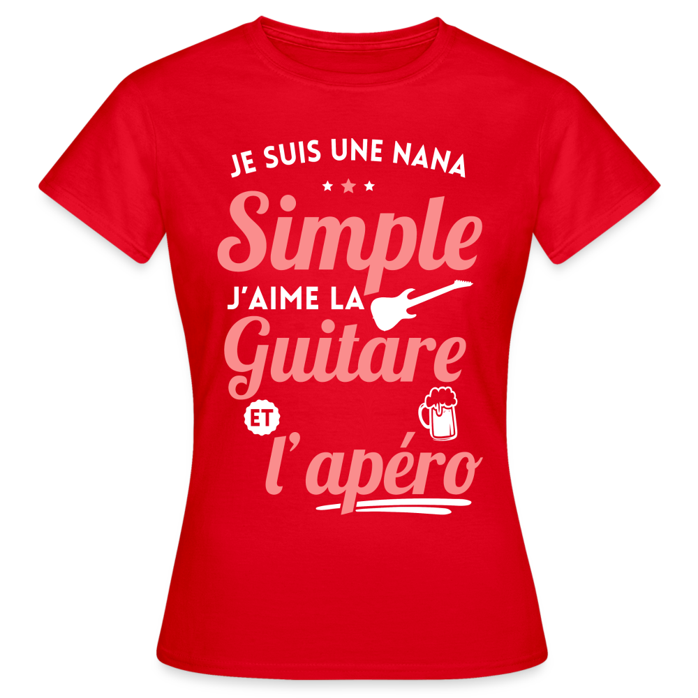 T-shirt Femme - J'aime la guitare et l'apéro - rouge