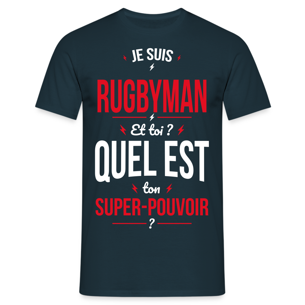 T-shirt Homme - Je suis rugbyman - Super-pouvoir - marine