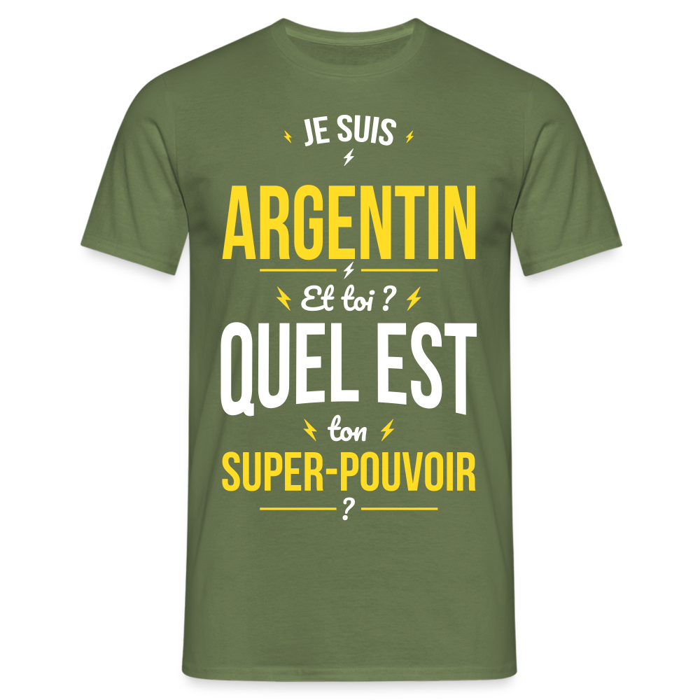 T-shirt Homme - Je suis Argentin - Super-pouvoir - vert militaire