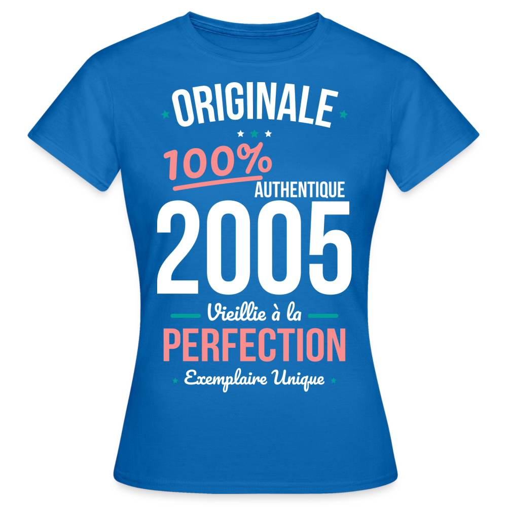 T-shirt Femme - Anniversaire 20 Ans - Originale 2005 - bleu royal