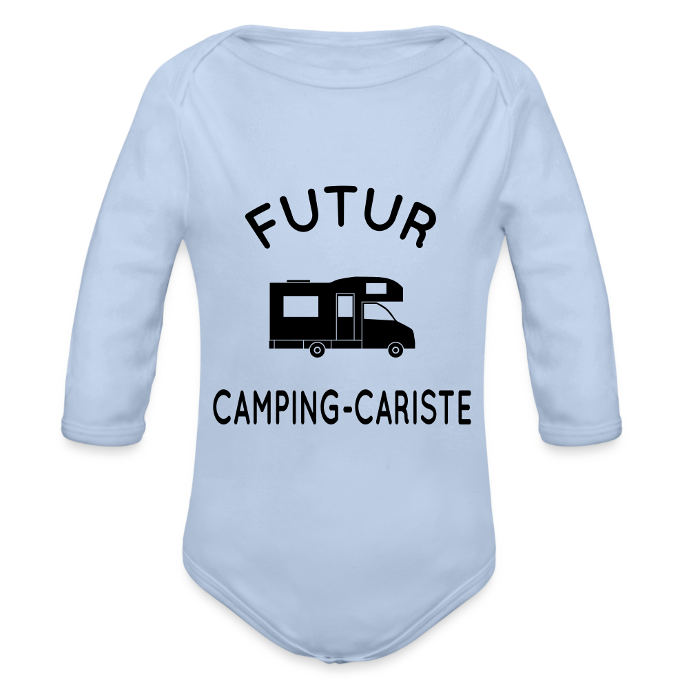 Body Bébé bio manches longues - Futur camping-cariste - ciel