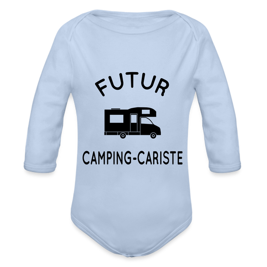 Body Bébé bio manches longues - Futur camping-cariste - ciel