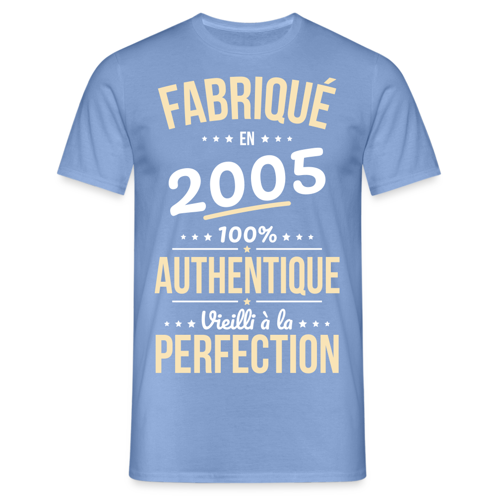 T-shirt Homme - Anniversaire 20 Ans - Fabriqué en 2005 - carolina blue