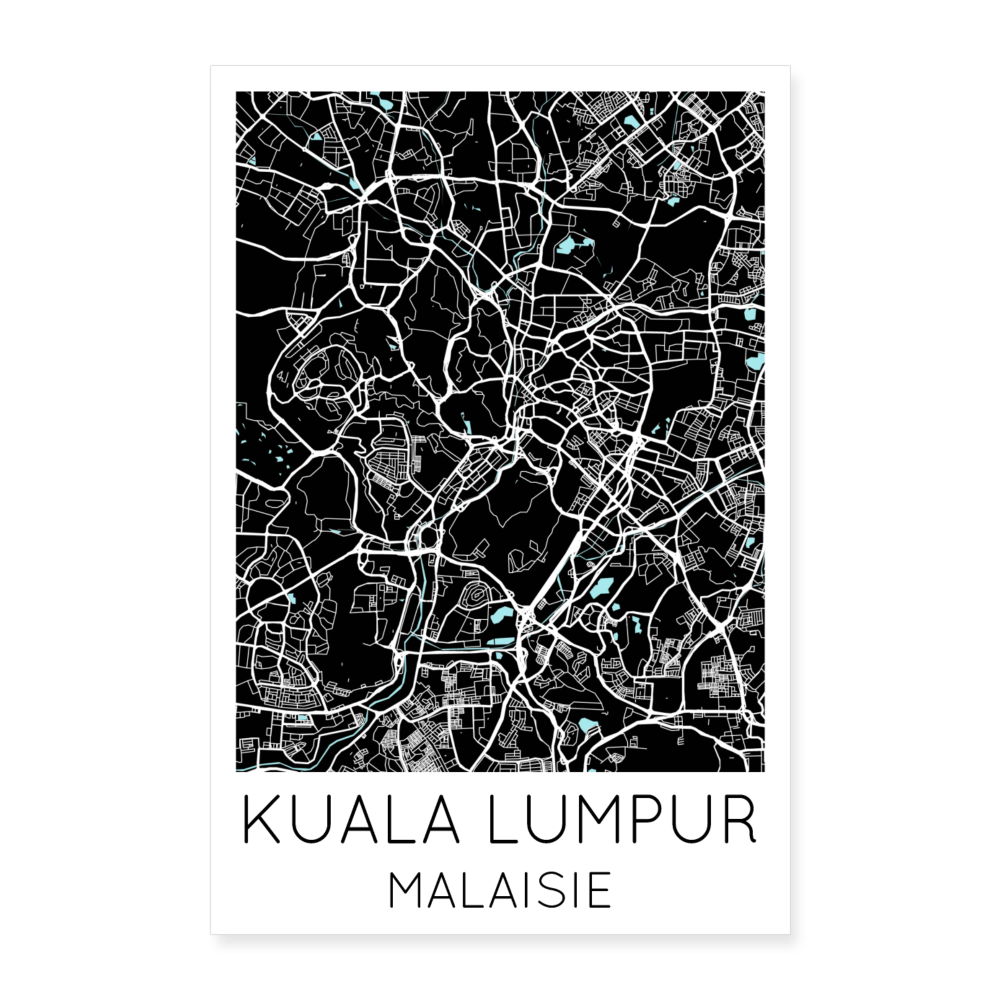 Poster Kuala Lumpur - Plan Kuala Lumpur - 60 x 90 cm - blanc