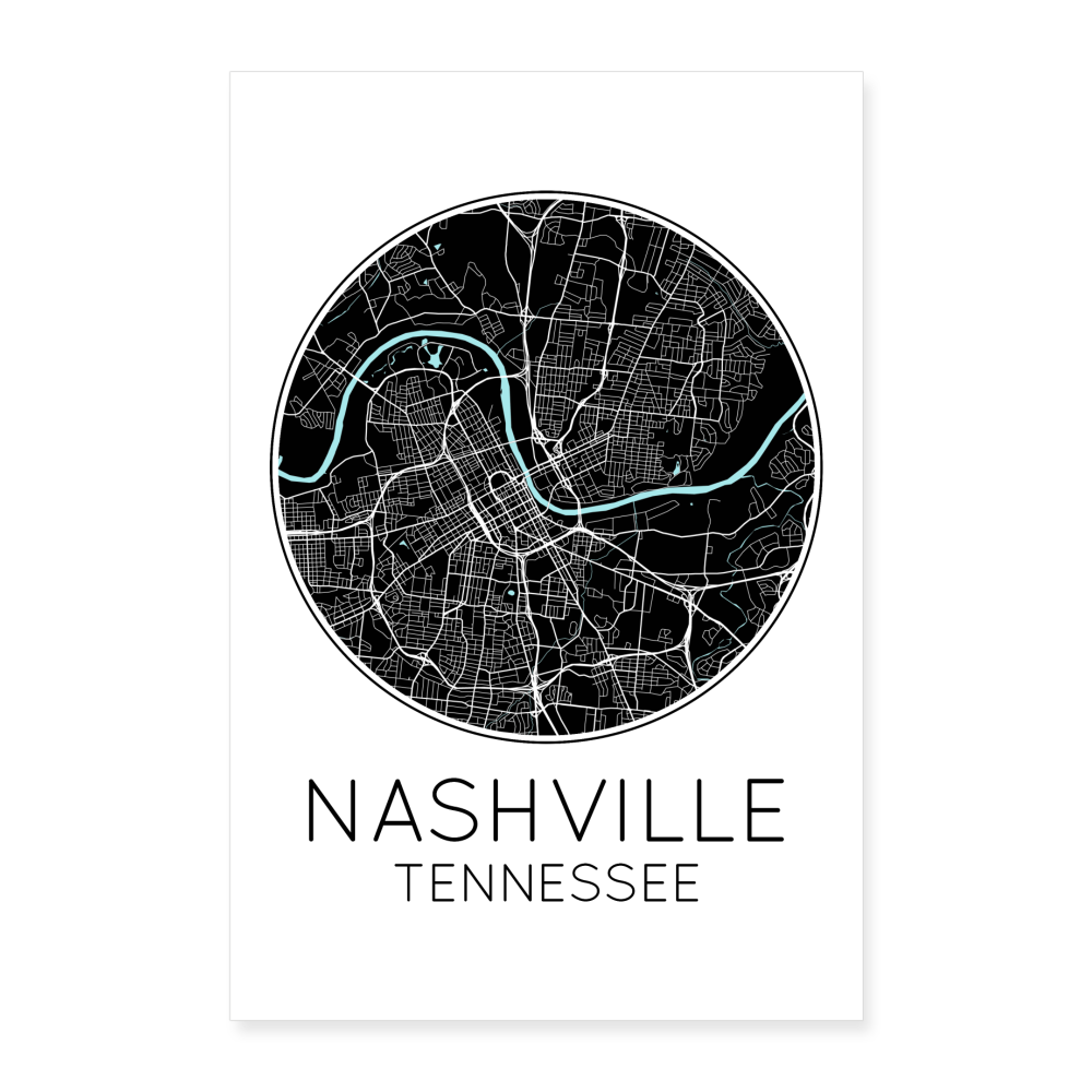 Poster Nashville - Plan Nashville - 60 x 90 cm - blanc