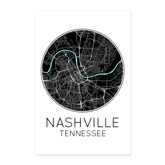 Poster Nashville - Plan Nashville - 60 x 90 cm - blanc