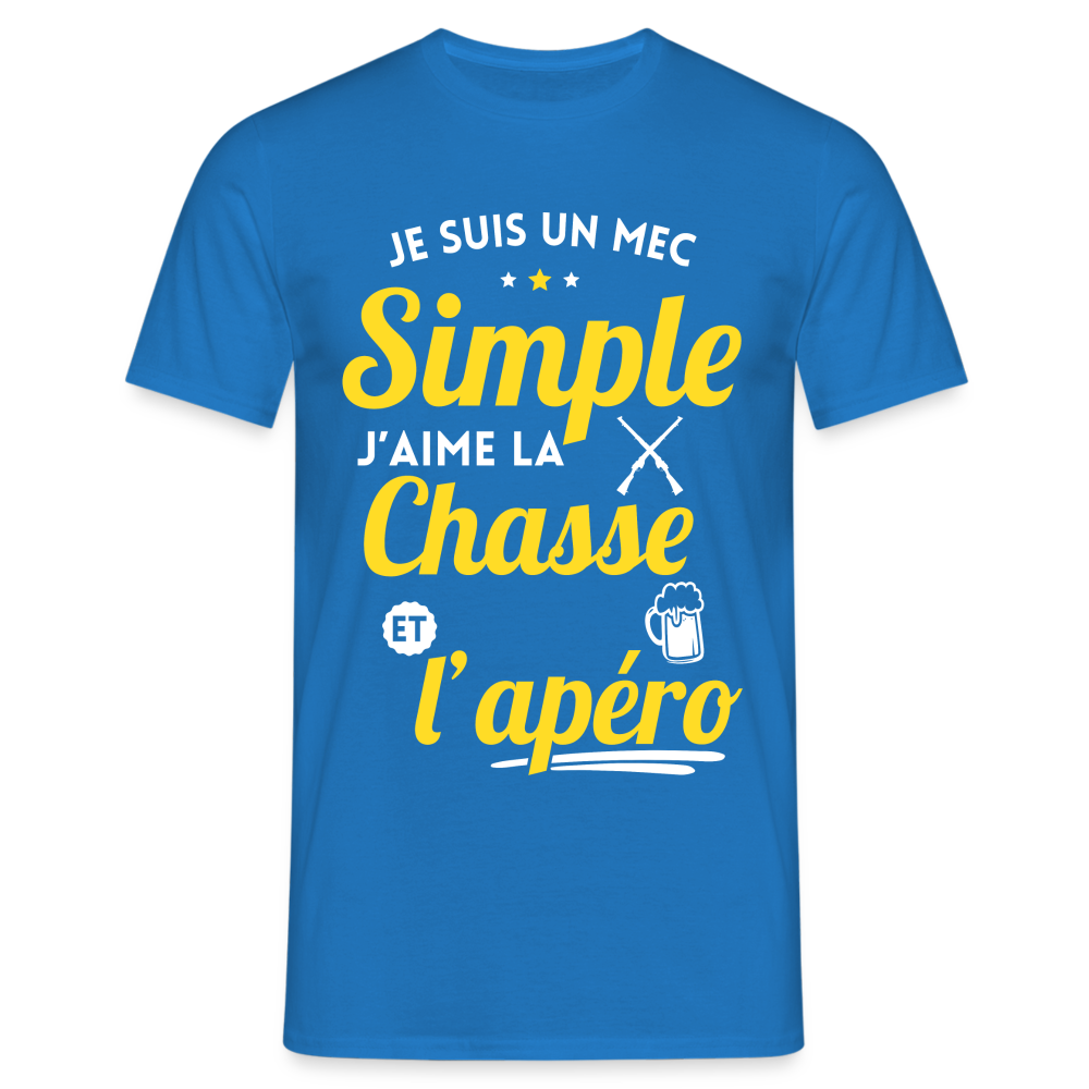 T-shirt Homme - J'aime la chasse et l'apéro - bleu royal