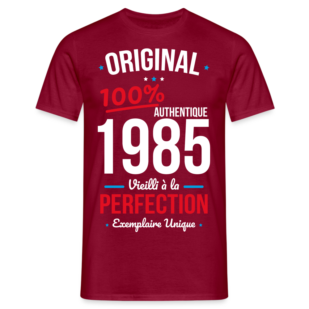 T-shirt Homme - Anniversaire 40 Ans - Original 1985 - rouge brique