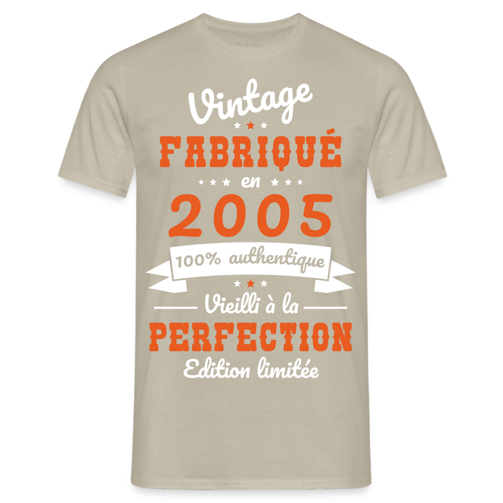 T-shirt Homme - Anniversaire 20 Ans - Vintage fabriqué en 2005 - beige sable