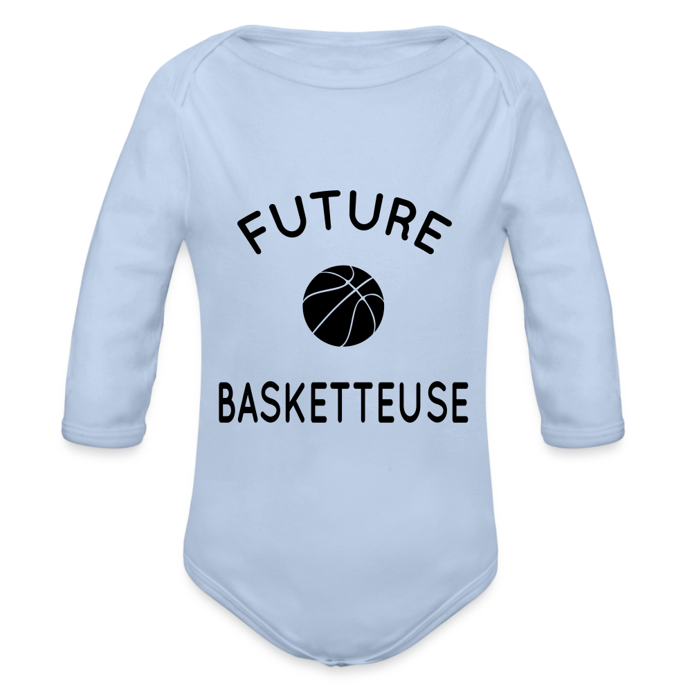 Body Bébé bio manches longues - Future basketteuse - ciel